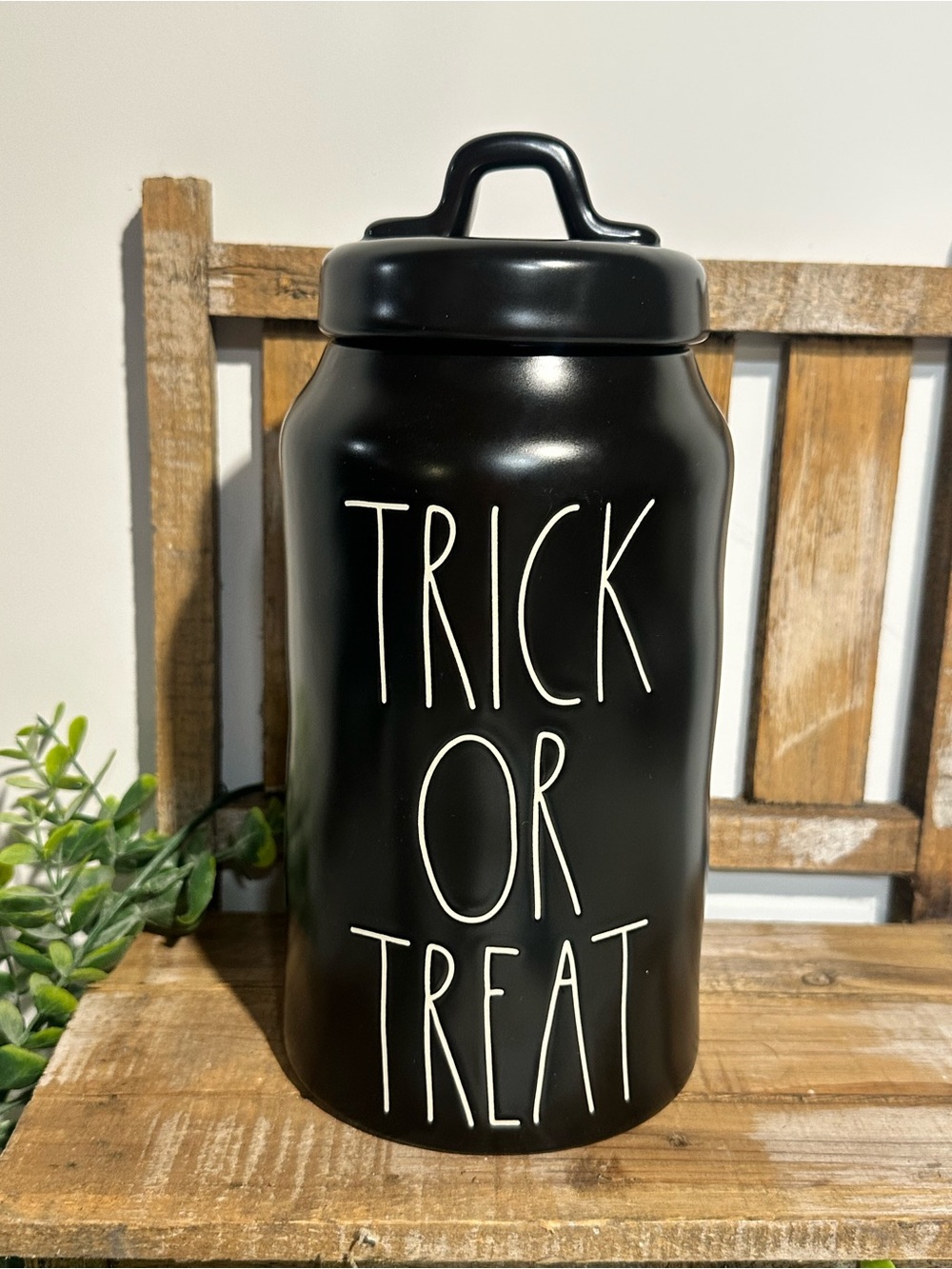 Rae Dunn Black "Trick or Treat" Halloween Canister